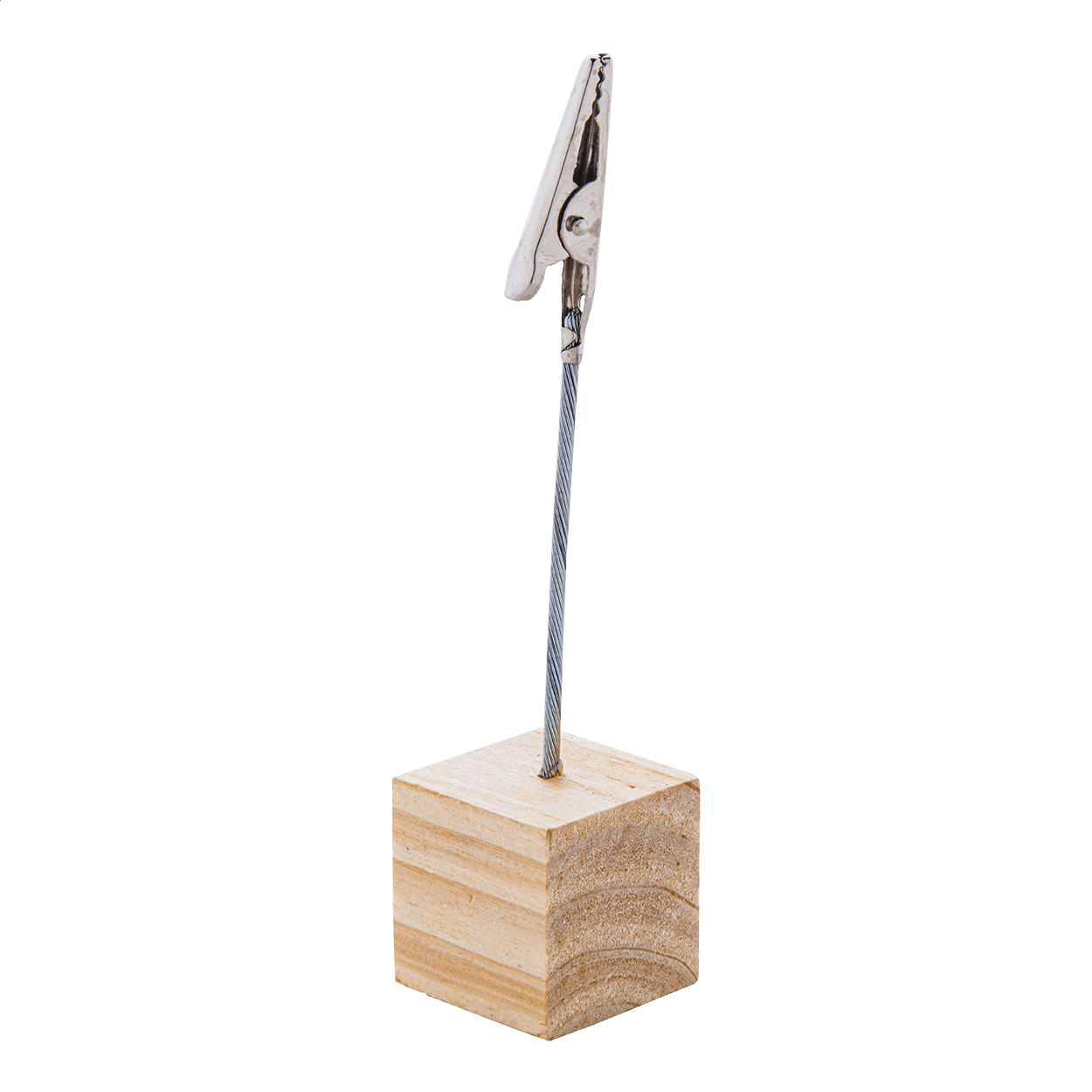 Porte-mémo Cembra personnalisé en bois de pin avec pince métallique