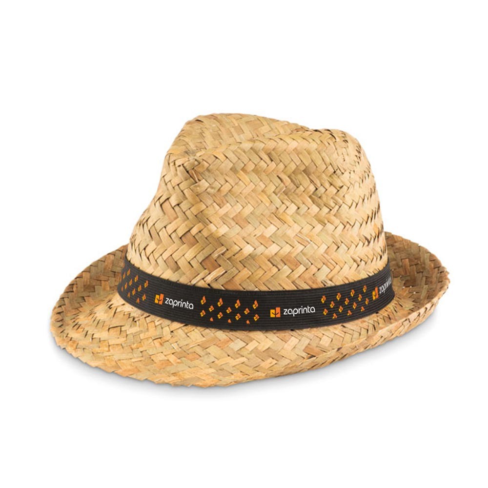 Chapeau personnalisé en paille naturelle - Ada imprimé avec logo
