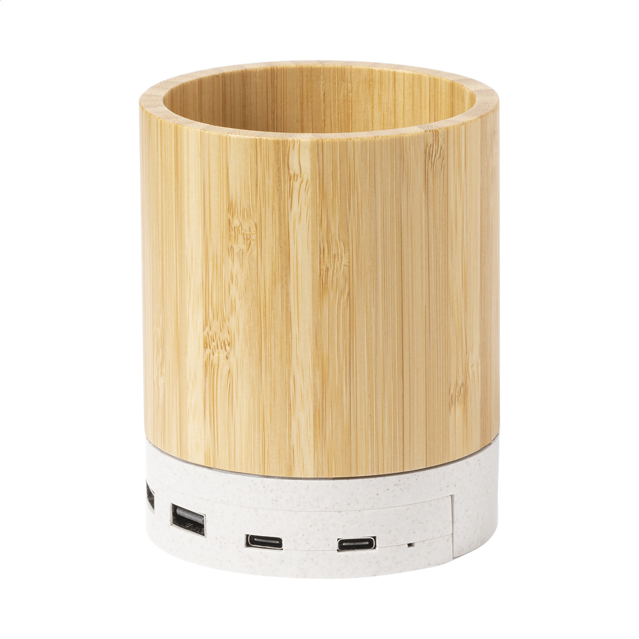 Pot à crayons multifonction Sutaina avec chargeur sans fil et hub USB imprimé avec logo