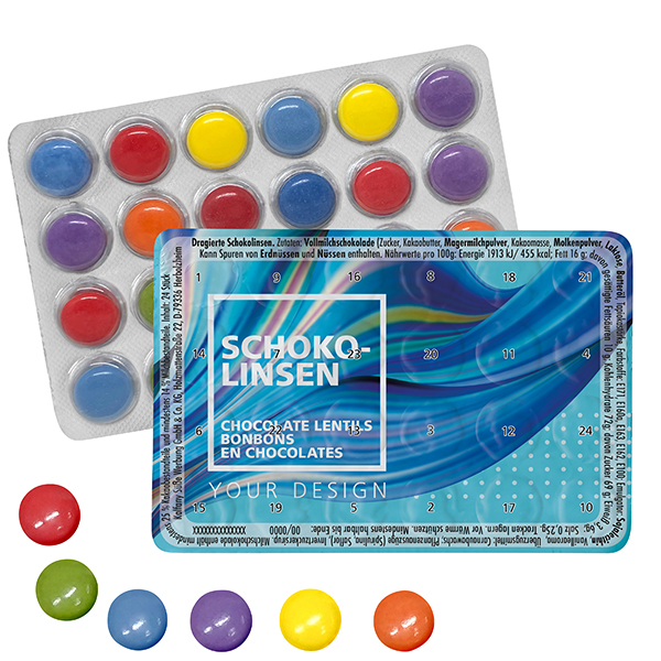 Calendrier de l'Avent Miniature avec Lentilles Chocolatées - Reculfoz bedrukken met logo