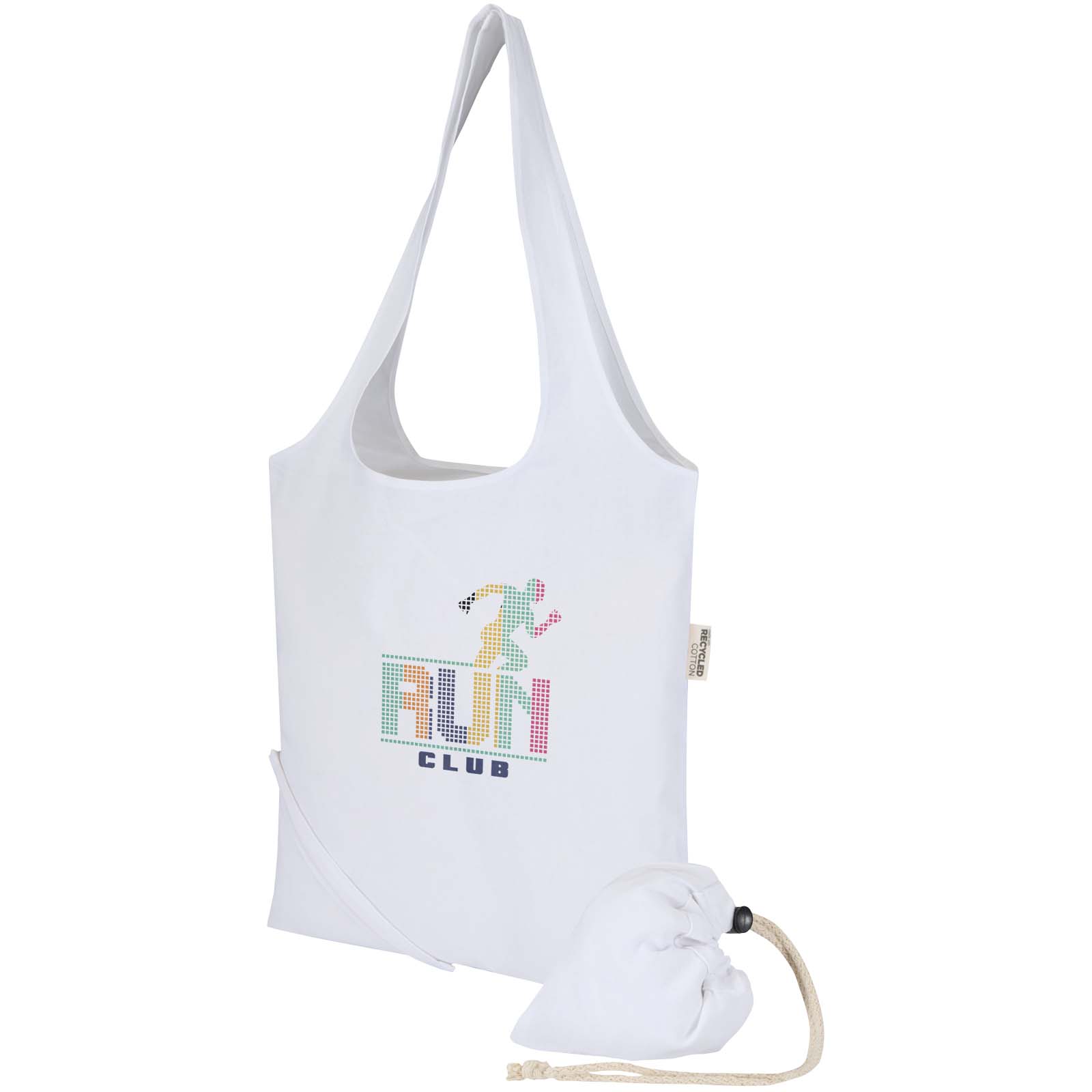 Sac de courses pliable en coton recyclé certifié GRS, mélange Madras 140 g/m², 7 litres