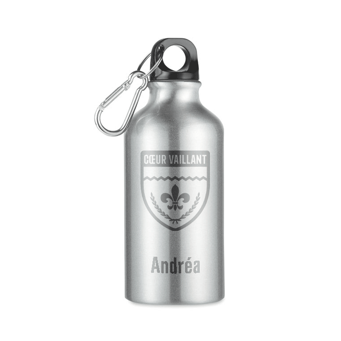 Gourde personnalisée prénom en aluminium avec mousqueton 400ml - Samuel