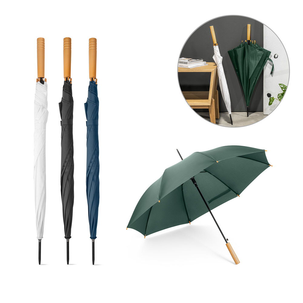 Parapluie automatique avec cadre en métal et poignée en bois - Mouthe - Zaprinta France
