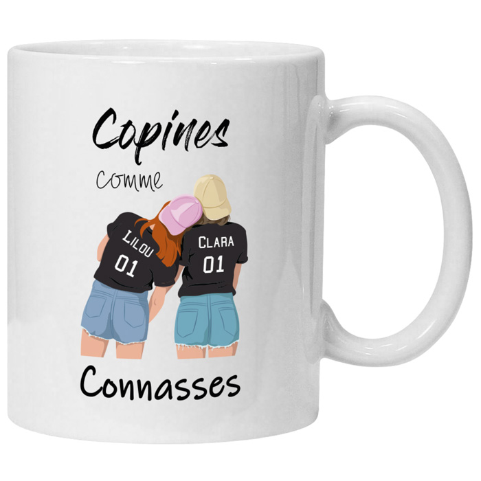 Mug personnalisé Copines comme connasses avec prénoms - Myosotis - Zaprinta France
