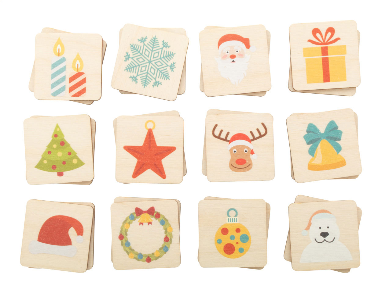 Jeu de mémoire de Noël en bois - Tréflaouénan