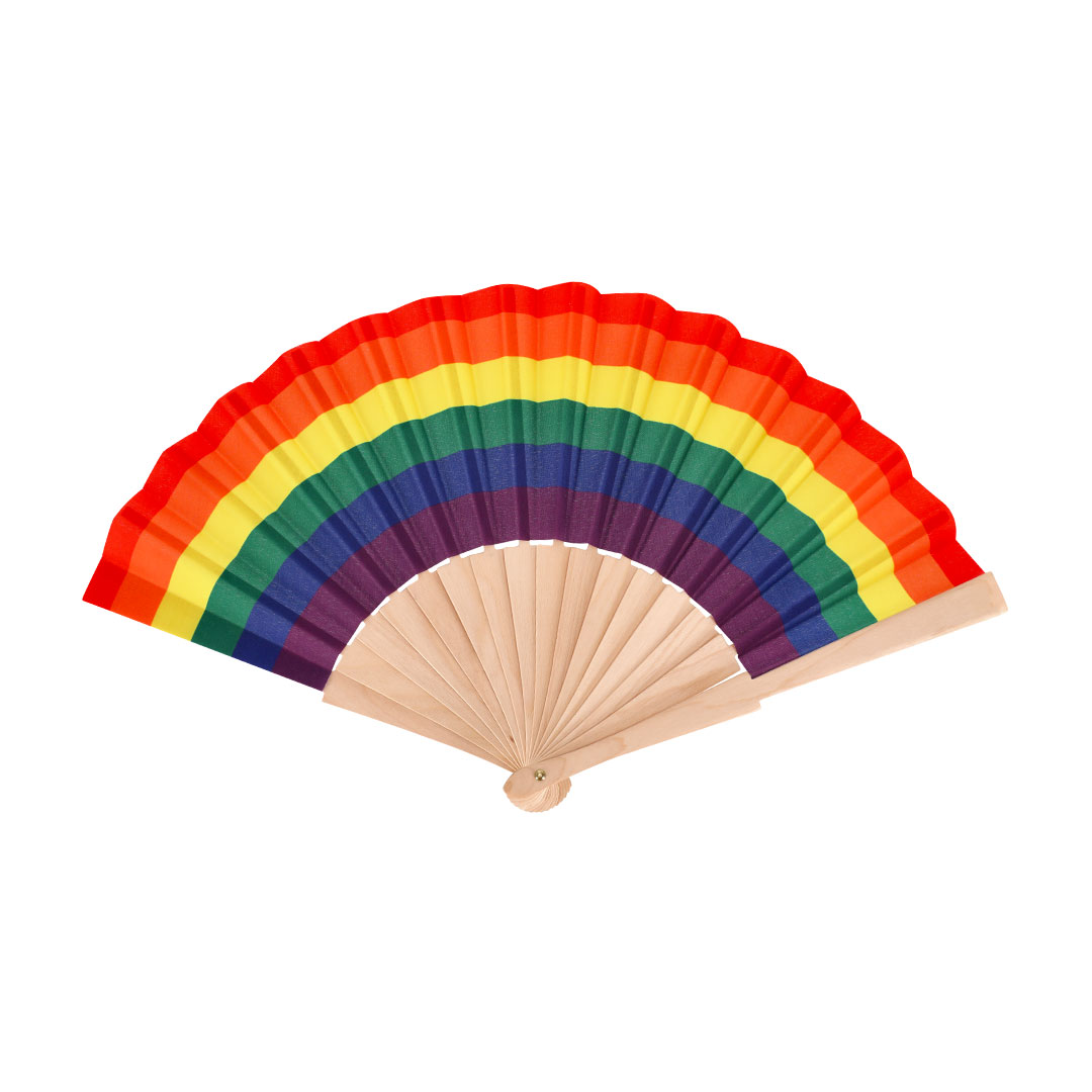 Éventail Arc-en-ciel en Bois Naturel - Saint-Avit-Frandat imprimé avec logo